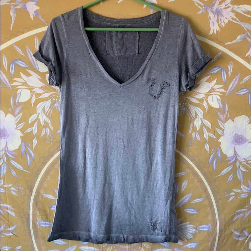 True Religion Rolled Sleeve Logo Tee
